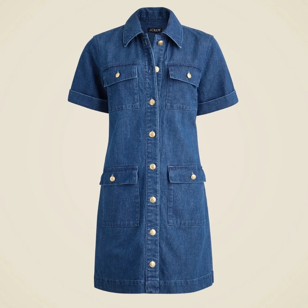NWT | JCrew Denim Utility Pocket Dress | Sz 8 - Picture 4 of 5